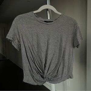 All Saints Women's Black and White Striped Top